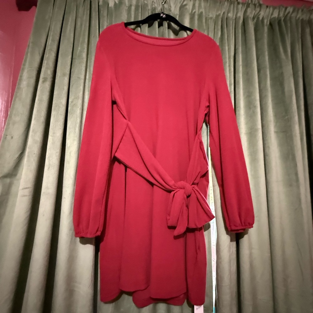 Cupshe Red Long Sleeve Dress with Tie Waist